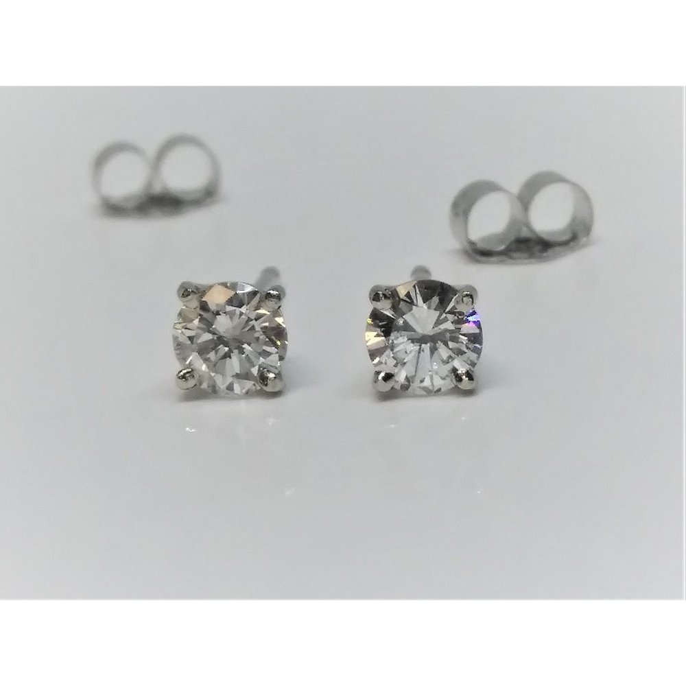 14k White Gold Butterfly-Back Natural Diamond Studs (.50 ctw H-I/SI1-2)